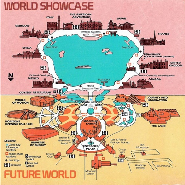 Mapa do Epcot quando o parque foi inaugurado